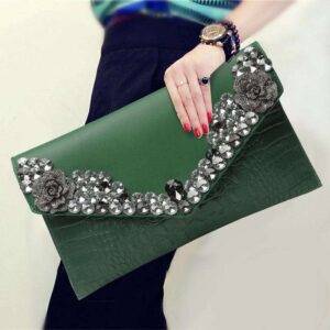 Green Crystal Clutch Bag